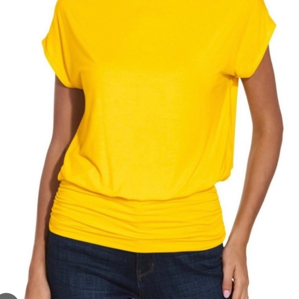 Boston Proper Canary Yellow
Cap-SLEEVE BLOUSON TEE PLUS22W. (3X).